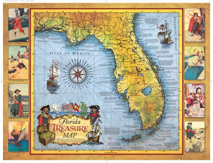 Florida Treasure Map Historic Print Map Company